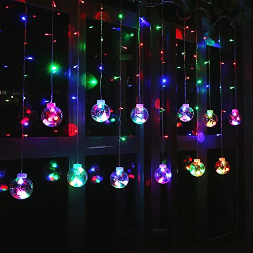Solar Garden Lights Outdoor Decorative Wishing Ball Curtain String Light,Waterproof 8 Modes Christmas Tree Lights for Wedding Party,Halloween,Christmas Decorations (Mutlicolor) - color: Mutlicolor
