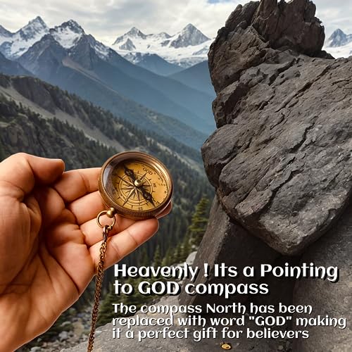 Divine Path Engraved Compass - I Will Guide You - Psalm 32:8" Quote | Inspirational Gifts for Men Women, Uplifting Spiritual Heavenly Faith Gift Boys Girls - style: Divine Path