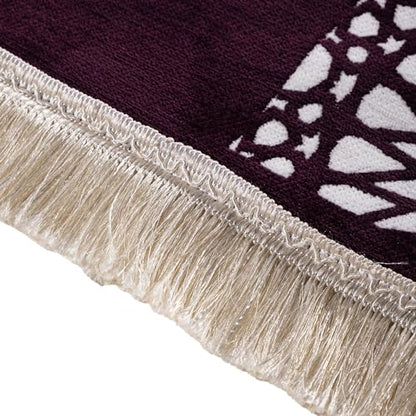Modefa Turkish Islamic Prayer Mat - Chenille with Foam and Carrying Bag - Intricate Praying Rug Ramadan Eid Gift - Traditional Muslim Janamaz Seccade for Men Women - Mustaqim (Purple) - color: Purple