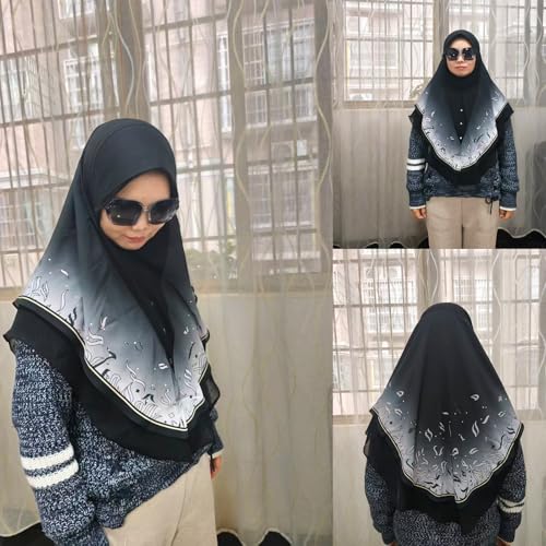 Ready To Wear Instant Hijab For Women Chiffon Hijabs Islamic Abaya Turban Muslim Slip-On Khimar Floral Hijab Scarf - color: Black