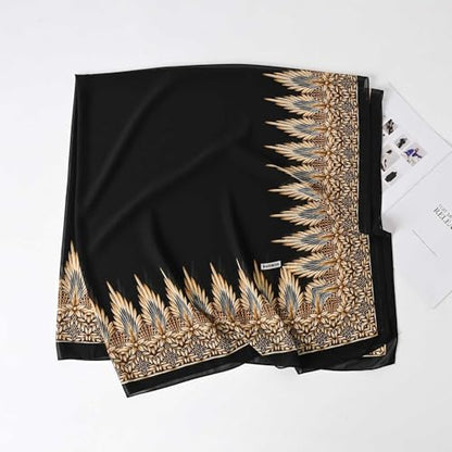 K-Elewon Large Square Scarf 51" Headscarf Chiffon Fashion Scarves Turbans Hair Wrapping Scarfs - color: B-black