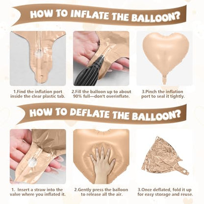 Cream Apricot Heart Balloon, 10PCS Beige Foil for Neutral Baby Shower Party - color: Cream Apricot
