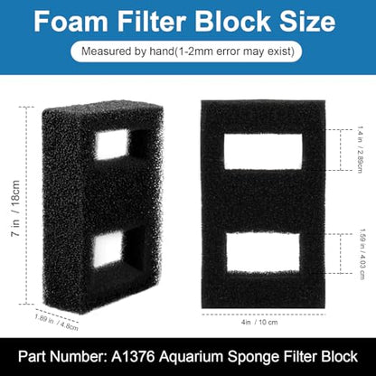 A1376 Foam Filter Block Replacement Aquarium Filter Media Compatible with Fluval SPEC, EVO and Flex Desktop Aquarium Series, Foam Filter Media Sponge for Fluval Filter Replacement 2 PCS