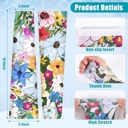 Bebila Gardening Sleeves for Women Farm UV Sun Protection Anti-Scratch Cooling Sleeves with Thumb Hole Arms Cover Outdoors - color: Multi Flowers