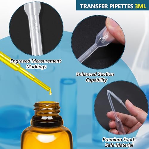 120Pcs Plastic Transfer Pipettes 3ml Dropper for Oil | Disposable Dropper, Eyedropper Water Droppers, For Craft Lab Resin Paint - size: 3ml