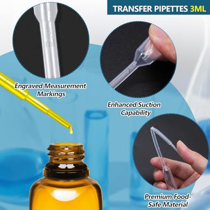 120Pcs Plastic Transfer Pipettes 3ml Dropper for Oil | Disposable Dropper, Eyedropper Water Droppers, For Craft Lab Resin Paint - size: 3ml