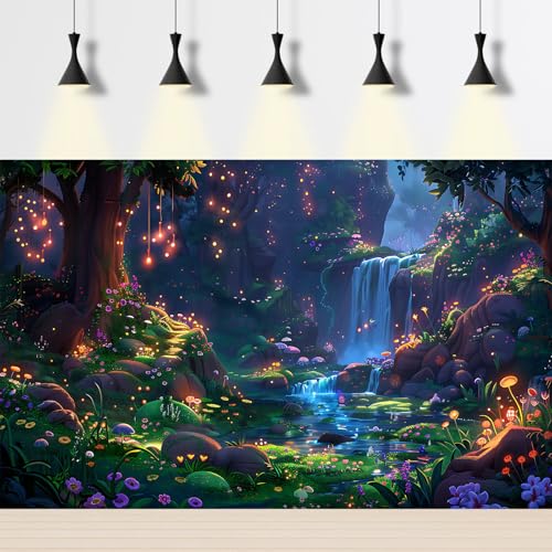 Aquarium Background 3 Pack Underwater Fish Tank Background Sunlight Rays Deep Sea Terrarium Background Fantasy Forest Mashroom Waterfall Aquarium Fish Tank Background 36x18in