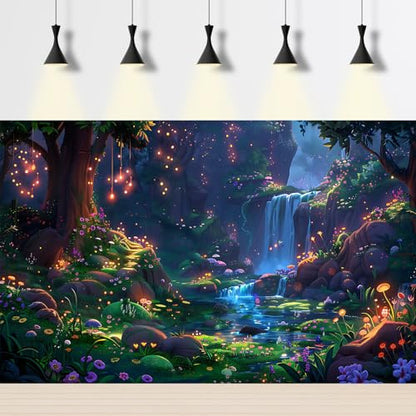 Aquarium Background 3 Pack Underwater Fish Tank Background Sunlight Rays Deep Sea Terrarium Background Fantasy Forest Mashroom Waterfall Aquarium Fish Tank Background 36x18in
