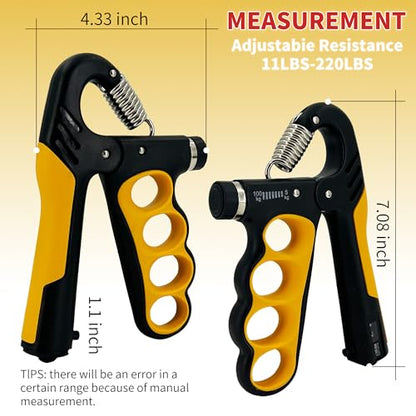 Senston Grip Strength Trainer 2 Pack - Adjustable 11-220Lbs (5-100KG) with Auto Counter, Hand Grip Strengthener, Forearm Exerciser for Athletes, Musicians, Gym, Home, Injury Rehab - color: Orange