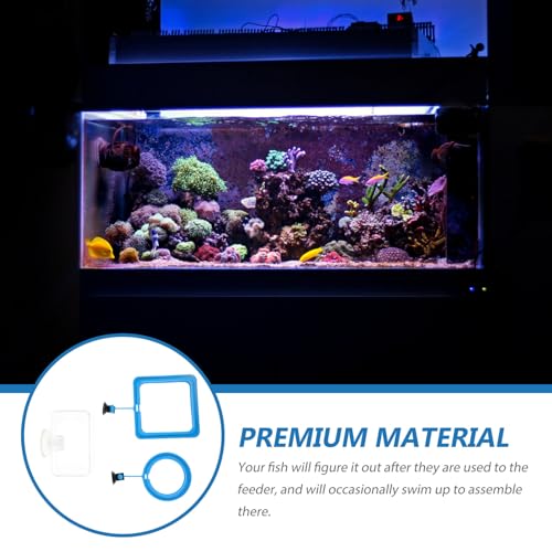 VALICLUD 3pcs Aquarium Fish Feeding Circles with Suction Cup Blue and Fish Tank Feeder Rings for Aquatic Pets