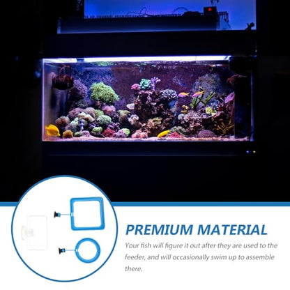 VALICLUD 3pcs Aquarium Fish Feeding Circles with Suction Cup Blue and Fish Tank Feeder Rings for Aquatic Pets
