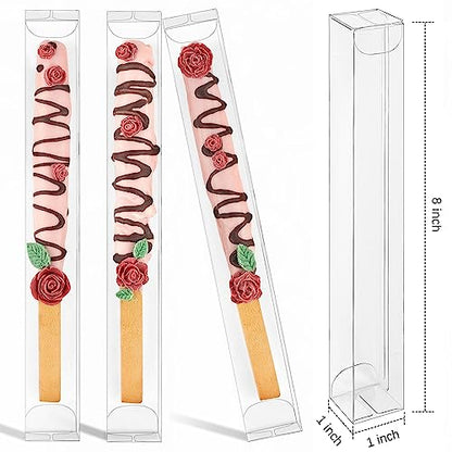 45 PCS Clear Pretzel Rod Boxes 1x1x8 Inches Gumball Tubes Box for 8, Individual Treat Box Transparent Plastic Candy Party Favor Boxes - color: 1x1x8 Inch