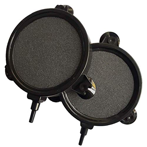 PINVNBY 4.2-Inch Air Stone Disc Bubble Diffuser with Suction Cups for Oxygenation in Fresh/Saltwater Tanks, Ponds, Hydroponic, Aquaponics, and as a Decorative Airstone for Aquariums - size: 2 PCS