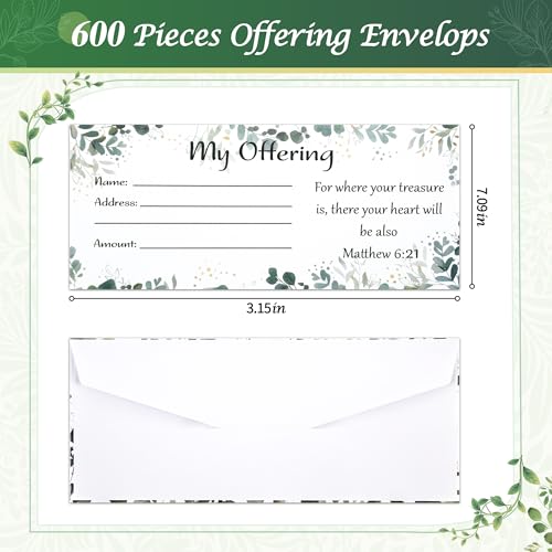 Tithes and Offering Envelopes for Church Donation - Bill Size for Checks and Cash (500 Count)