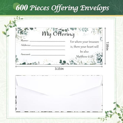 Tithes and Offering Envelopes for Church Donation - Bill Size for Checks and Cash (500 Count)