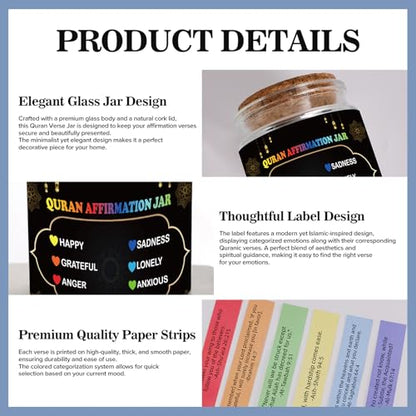 Quran Verses Jar,Islamic Gifts for Women Men Quran In English Translation,Islamic Decor,Muslim Gift,Ramadan Decorations for Home,Eid Gift,Quran Affirmation verses,Hope & Prayer Jar
