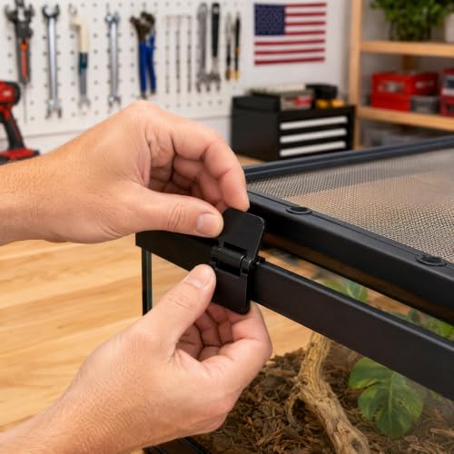 BESTonZON 8-Pack Black Tank Cover Retainers for Compatible Reptile Terrariums, Turtle Enclosures and Feeding Boxes