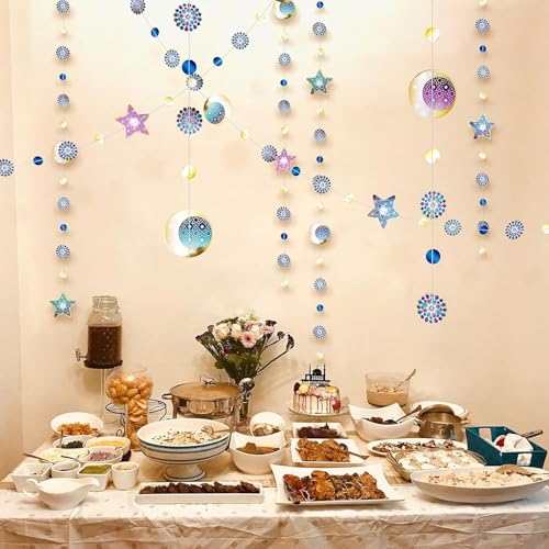 Decor365 Ramadan Decoration Set Ramadan Mubarak Garland EID Home Hanging Decorations EID Banner Moon Streamer Islamic Birthday Bday Prom Wedding Party Supplies - color: 4 Strings Ramadan Garland