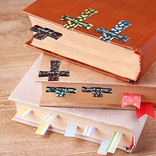 48 Pcs Magnetic Cross Bookmarks Bulk Church Gifts Christian Gifts for Women Bulk Christian Bookmarks Bible Verse Magnetic Page Clips for Women Christmas School Bible Study Group(Marble Style) - style: Marble Style