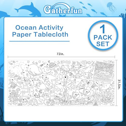 Gatherfun Under The Sea Party 자이언트 컬러링 포스터 - 80.9 x 182.9cm(31.5 x 72인치) - 다용도 교실 벽 장식 및 생일 활동 - 학교 파티 및 특별 행사를 위한 바다 동물 포스터 또는 테이블 커버 - style: Under The Sea