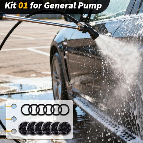 6 Pcs Pressure Washer Pump Check Valve Kit 1 K01 Replacement Valve Washer Bulk Rubber Inter Compatible with General Pump T1011 Ts1011 Ts1511 Ts2021 Ts2011 Ts1021 20 mm Series Pumps Tool