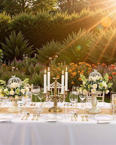 Nervure 175PCS Clear Gold Plastic Plates - Gold Disposable Dinnerware Set for 25 Guests Include 50 Disposable Plates, 75 Plastic Silverware, 25 Cups, 25 Napkins for Wedding & Party - color: Clear, style: 175Pcs(25Guests)