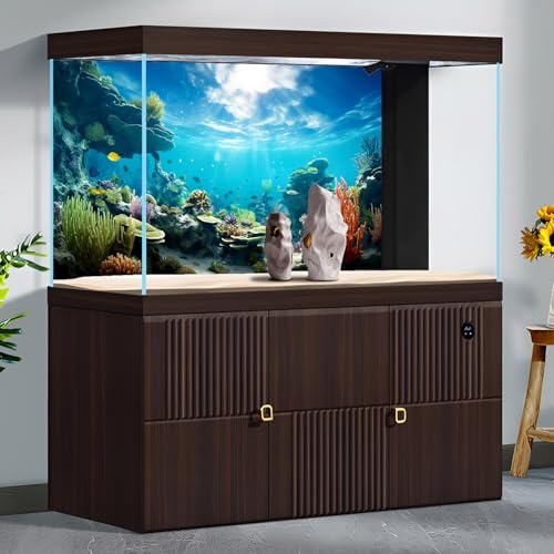 Ocean Aquarium Background Underwater Coral Reef Seascape Fish Tank Background Under Water Seaweed Floor Terrarium Backgrounds Cave Sunlight Fish Tank Backgrounds Aquarium Wallpaper Poster 60x24in - size: 60(W)x24(H)inches/ 150(W)*60cm(H)