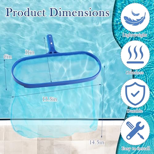 Sunnyglade 15.5x11in Swimming Pool Cleaner Supplies Pool Net Skimmer | Professional Heavy Duty Pool Leaf Rake Fine Mesh Frame Net/Cleaning Leaf Skim Net pool accessories pool skimmer net - size: 15.5x11 in