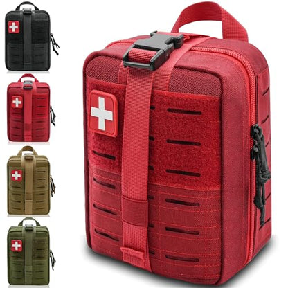 Ifak Pouch - Rip Away Molle Tactical Medical Pouch, Empty First Aid Kit Bag for Duty Belt (1 Pack RED) - color: 1 Pack Red