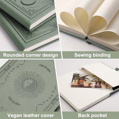 Blank Journal for Women Men, 192 Pages A5 Notebook Journal, Hardcover Notebook with 100Gsm Thick Pages, Leather Note Book for Writing, Travel, Business, Office, Prayer 5.7 x 8.3, Light Green - color: Light Green, style: Plain
