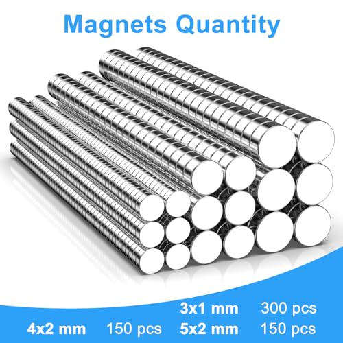 Fridge Magnets, Caturledas 600 Pack 3 Different Sizes Small Round Magnetic Rare Earth Neodymium Fridge Magnet for Home Kitchen Office School Magnetic Bookmark Notebook Diary Keychain, Silver - size: Mix-3 Sizes