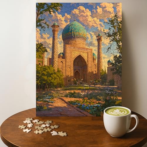BIBI KHANYM Mosque SAMARKAND Islam Jigsaw Puzzle - 500 Pieces Wooden Puzzle for Adults, Wall Art Gift, Finished Size: 20 x 15 Inch - color: Bibi Khanym Mosque Samarkand - 500 Pieces