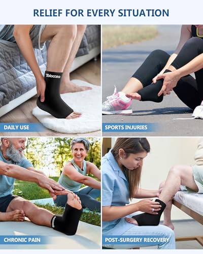 Ankle Foot Ice Pack Wrap for Injuries, Reusable Gel Ice Pack for Hot & Cold Therapy, Cold Therapy Compression Sleeve for Achilles Tendonitis,Plantar Fasciitis,Swelling,Sprained,Pain Relie - size: Lx1, style: Original