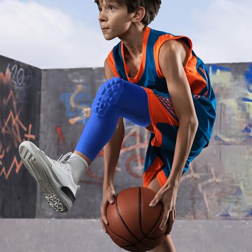 Knee Pads Compression Leg Sleeve Wrestling Volleyball Football Knee Pads, Knee Compression Sleeve for Youth Adult, 1 pair of Knee Sleeves ((#1) Blue-2pcs,Medium) - color: (#1) Blue-2pcs, size: Medium