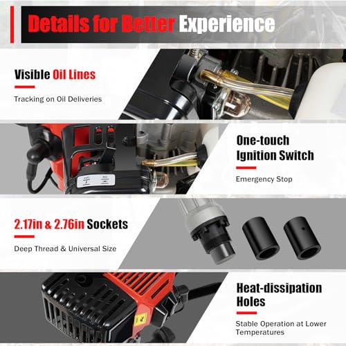 Gas Powered T-Post Driver, 900W 32.7CC T Post Pounder Driver Heavy Duty Gasoline, 2-Stroke Fence Farm Push Pile Gasoline Engine Kit for Fence Post Construction Site - size: 32.7CC