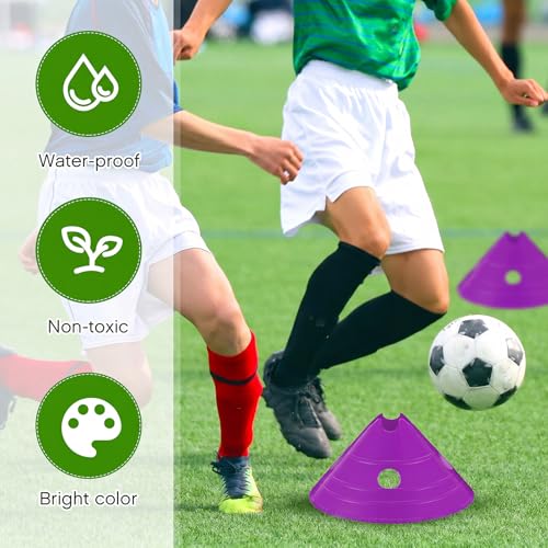 Jumbo Disc Cones Jumbo Soccer Cones with Mesh Bag Giant Large Agility for Soccer Training Adult Sports - color: Purple