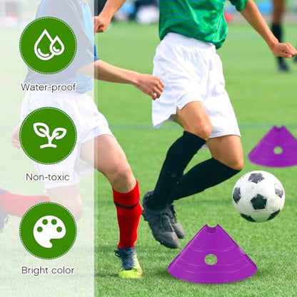Jumbo Disc Cones Jumbo Soccer Cones with Mesh Bag Giant Large Agility for Soccer Training Adult Sports - color: Purple