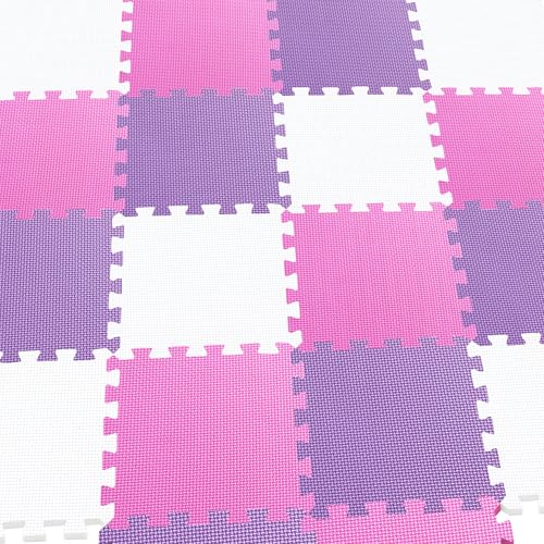 MQIAOHAM® 18 Pieces Puzzle Play Mats G301018-101103111 - color: White Pink Purple