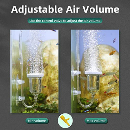 Aquarium Air Stone, Fish Tank Bubble Diffuser High Dissolved Oxygen Airstones for Air Pump Accessoriess with 1 Check Valve, 2 Suction Cup for Aquarium Pond Hydroponic - size: 1.4 inch