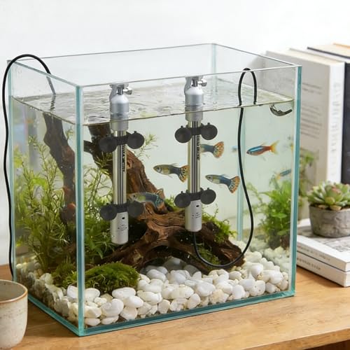 16 Pack Aquarium Heater Suction Cups with Clips，Clip Heavy Duty Black Standard Heating Rod Holders Clamps with 1.2 Inch Clips for Aquarium and Fish Tanks Heater (Double-Headed)