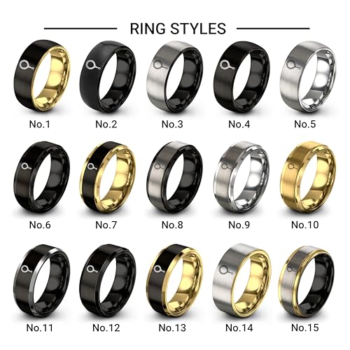 Tasbih Prayer Beads Ring - Gift for Muslim - Tungsten Carbide - Band - Black Yellow Gold Silver - Flat Dome Bevel - Men Women - Personalized Custom Engraving - 8mm - Anniversary Engagement Wedding - color: 07 - Yellow Gold Black Tungsten