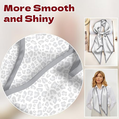 Head Hair Scarf Neck Silk Feeling Scarves Long Thin Satin Fashion Handbag Cute Decoration Women Girls 59 * 6.7'' - color: O-13-leopard