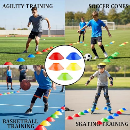 100/50 Pack Soccer Cones, Disc Cones for Sports Training with Mesh Bag, Sports Cones for Training Drills Practice