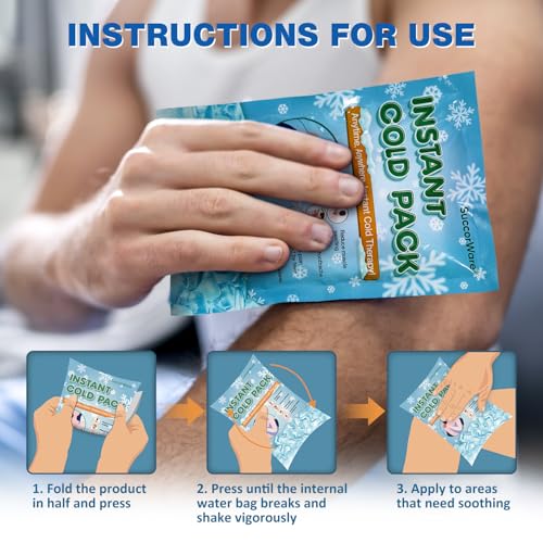 SuccorWare 16 Pack Instant Ice Packs for Injuries(5.9" x 8.6") Disposable Cold Packs for Pain Relief, Swelling, Sprains & Outdoor Activities