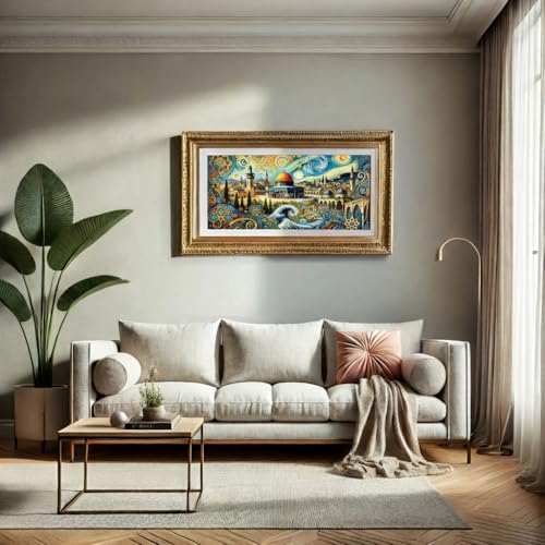 Biladona Jerusalem Puzzle 500 Pieces - Dome of The Rock Impressionist Style Jigsaw Puzzle - Holy Land Art Gift for Adults and Teens Magnetic Box and Fabric Bag