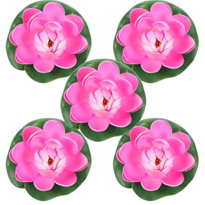 Cabilock 5PCS Floating Lotus Flowers, Artificial Pond Pool Decor - color: Pink