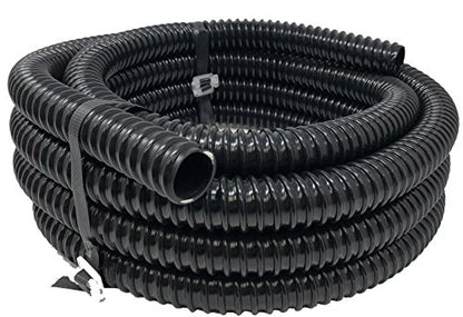 1" Dia. Corrugated Pond Tubing 1-Inch ID, 20 FT Length, Black PVC Kinkproof Strong Flex Tubing Made in USA - size: 1 Inch