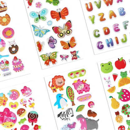 20 Sheets Puffy 3D Stickers for Kids & Toddlers, Variety Adhesive Sticker | Includes Animals Numbers Letters Fruits for Scrapbooking Journal Water Bottle DIY Craft (Girl Style) - style: Girl Style