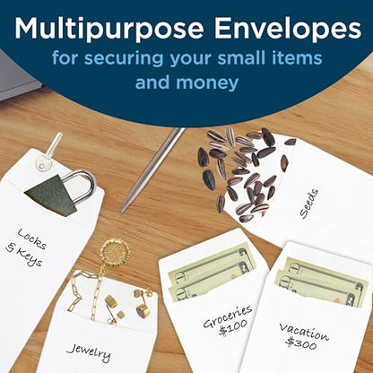 Guardian #7 Paper Coin Envelopes - Made in America with Gummed Flaps, Pack of 500 Blank Cash Envelopes for Coins, Receipts, Seeds, Small Parts Storage, and More, 3 ½ x 6 ½ Inches, White - color: White