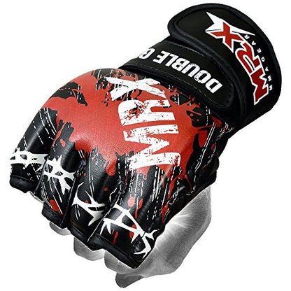 MRX MMA Grappling Gloves Cage Fighting Sparring Leather Glove Training Blood Series - size: Small